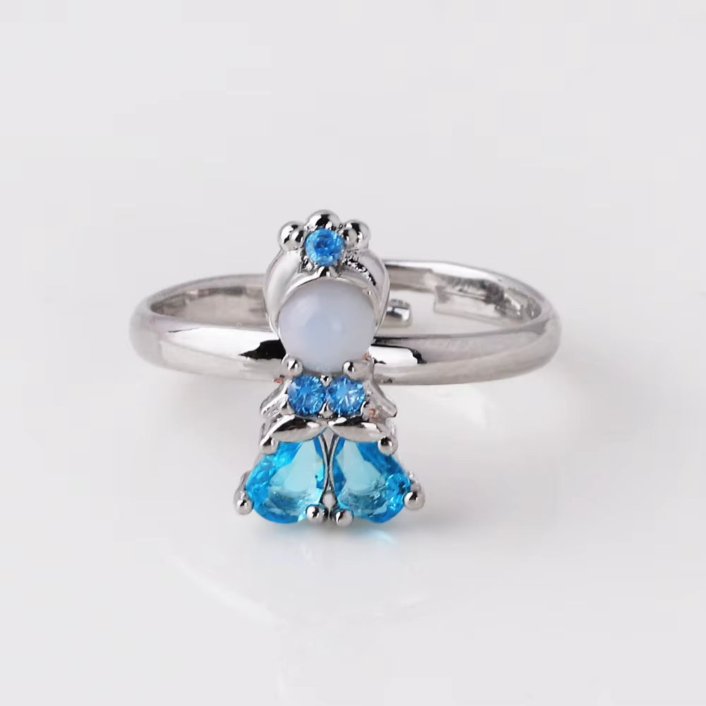 Cartoon Princess Ring Frozen Elsa Snow White Mermaid Princess Women Kawaii Jewelry Accessories Party Adjustable Open Ring