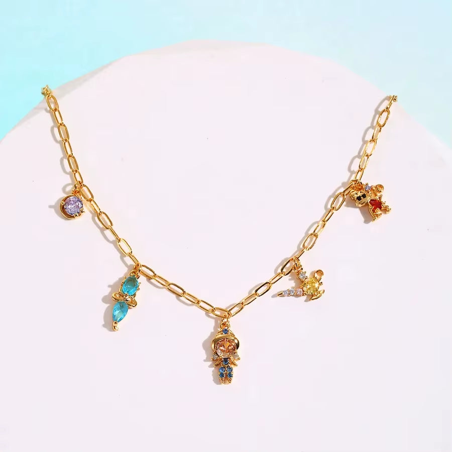 Fairy Tales Cubic Zircon Charms Bracelet Chain Gold Color Plated Copper Jewelry for Women