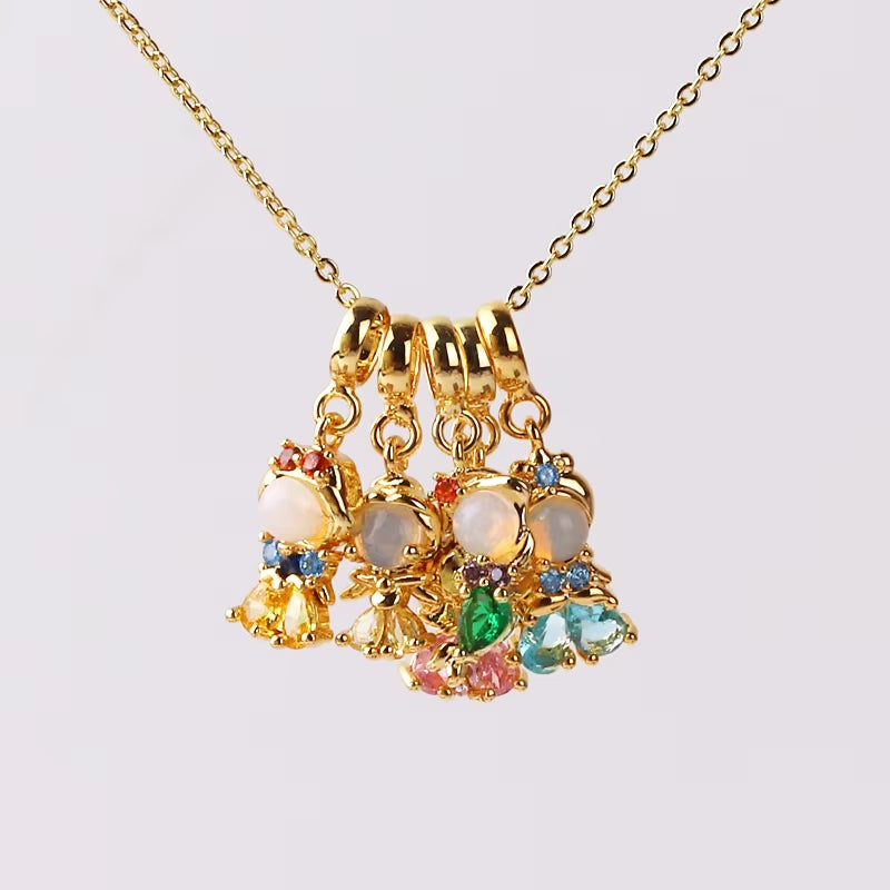 Luxury Zircon Beautiful Princess Pendant Necklace for Women Copper Gold Plated Link Chain Mermaid Fishtail Necklace Jewelry